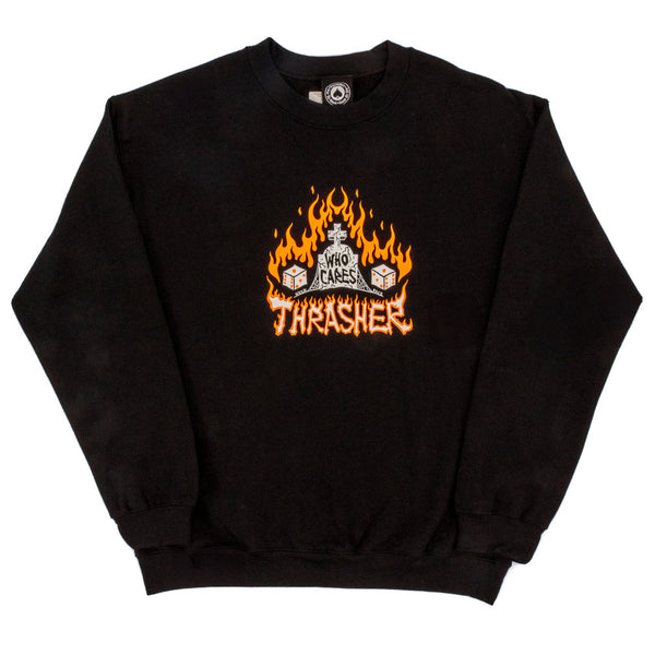 Thrasher - Who Cares By Neckface Crewneck Sweater (Black)