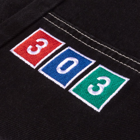 303 Boards - 303 X Dickies 303 Station Double Knee Denim Pants (Washed Black)*SALE