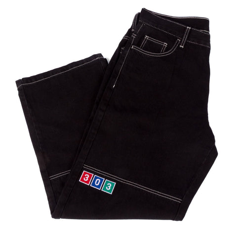 303 Boards - 303 X Dickies 303 Station Double Knee Denim Pants (Washed Black)*SALE