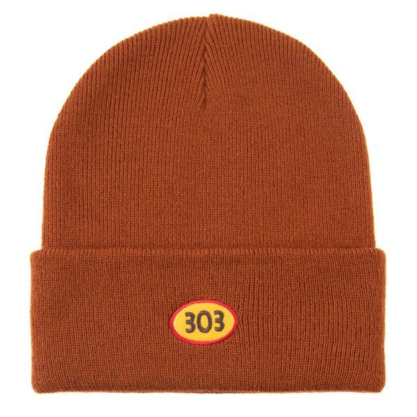 303 Boards - 303 Oval Embroidered Beanie (Texas Orange) *SALE