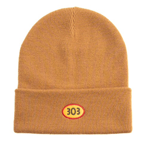 303 Boards - 303 Oval Embroidered Beanie (Latte) *SALE