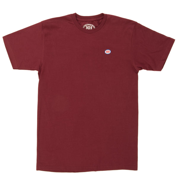 303 Boards - 303 Embroidered Oval Tee (Maroon)