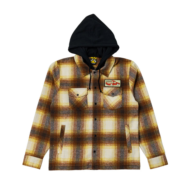 Krooked - Double OK Hooded Flannel (Brown/Yellow)