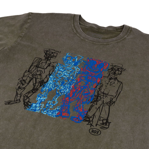 303 Boards - 303 X Blob "Provoked" Tee (Moss Stonewash/White)