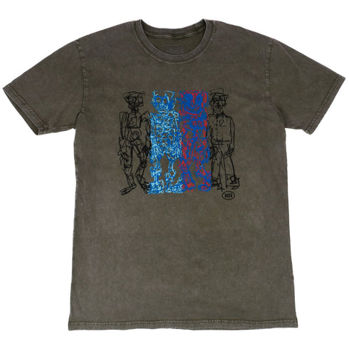 303 Boards - 303 X Blob "Provoked" Tee (Moss Stonewash/White)