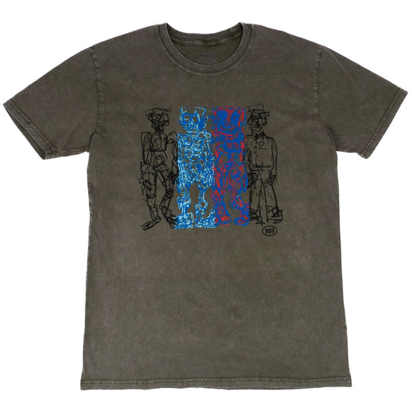 303 Boards - 303 X Blob "Provoked" Tee (Moss Stonewash/White)