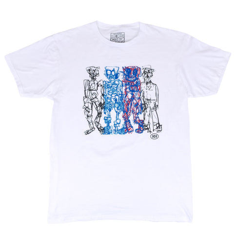 303 Boards - 303 X Blob "Provoked" Tee (Moss Stonewash/White)