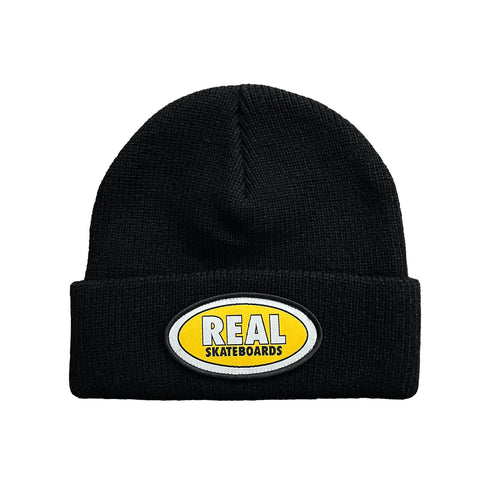Real - Oval Cuff Beanie (Black/Yellow)