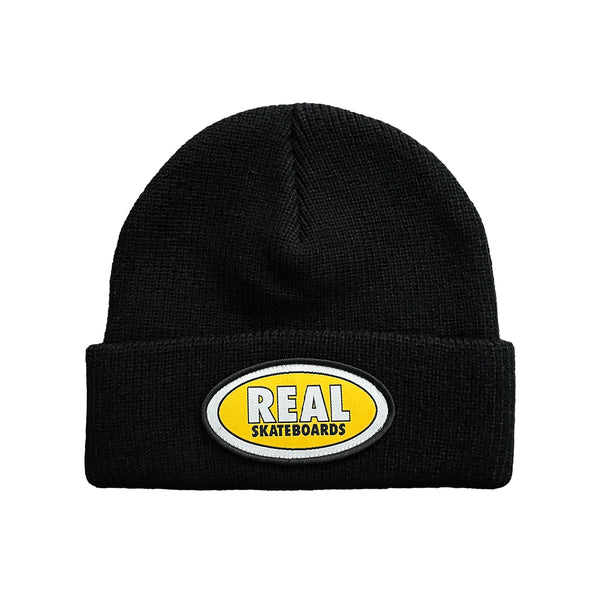 Real - Oval Cuff Beanie (Black/Yellow)
