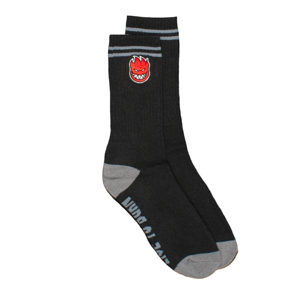 Spitfire - Bighead Fill Embroidered Socks (Black/Charcoal)