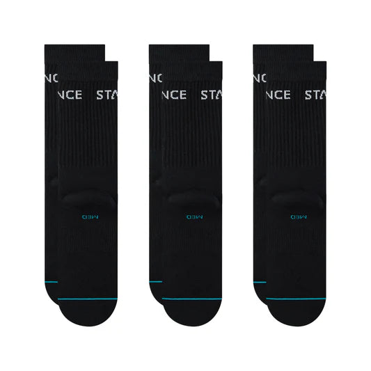 Stance - Origin 3 Pack Crew Socks (Black)