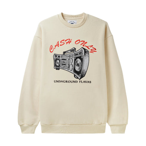 Cash Only - Boombox Nylon Applique Crewneck (Cream) *SALE