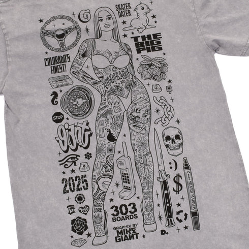 303 Boards - 303 X Mike Giant The Big Pig Shirt (Ash Stone)