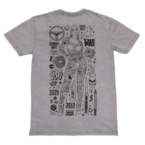 303 Boards - 303 X Mike Giant The Big Pig Shirt (Ash Stone)