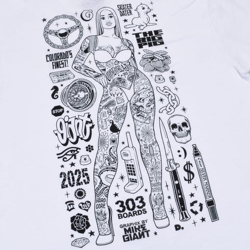 303 Boards - 303 X Mike Giant The Big Pig Shirt (White)