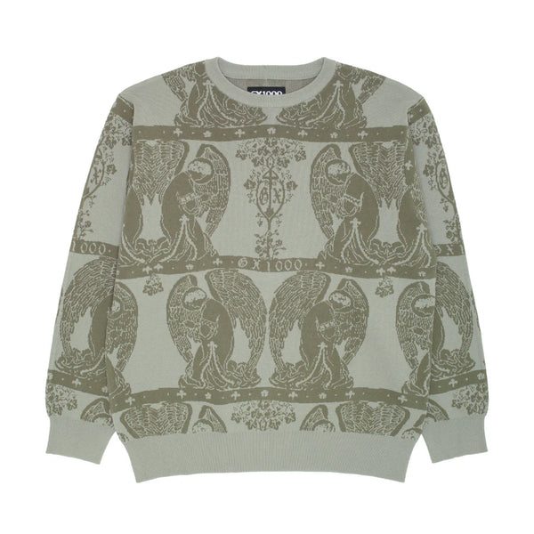 GX1000 - Jacquard Knit Angel Sweater (Grey/Green)