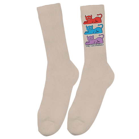 Toy Machine - Triple Cat Socks (Tan)