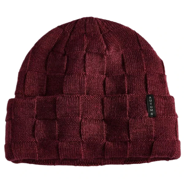 Autumn - Checker Knit Beanie (Burgundy)