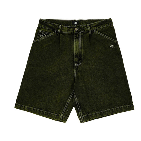 Magenta - OG Denim Long Shorts (Dyed Green) *SALE