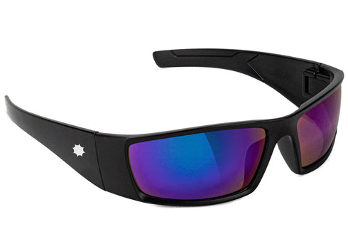 Glassy - Peet Polarized Sunglasses (Black/Blue Mirror)
