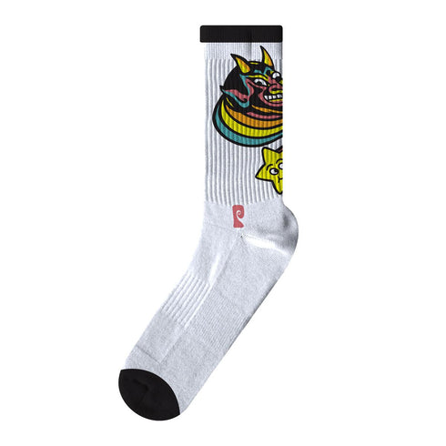 Psockadelic - Rainbow Star Socks (White)