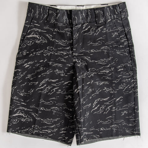 303 Boards - 303 Sucks Printed Raw Edge Hem Shorts (Black Tiger Print)