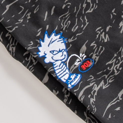 303 Boards - 303 Sucks Printed Raw Edge Hem Shorts (Black Tiger Print)