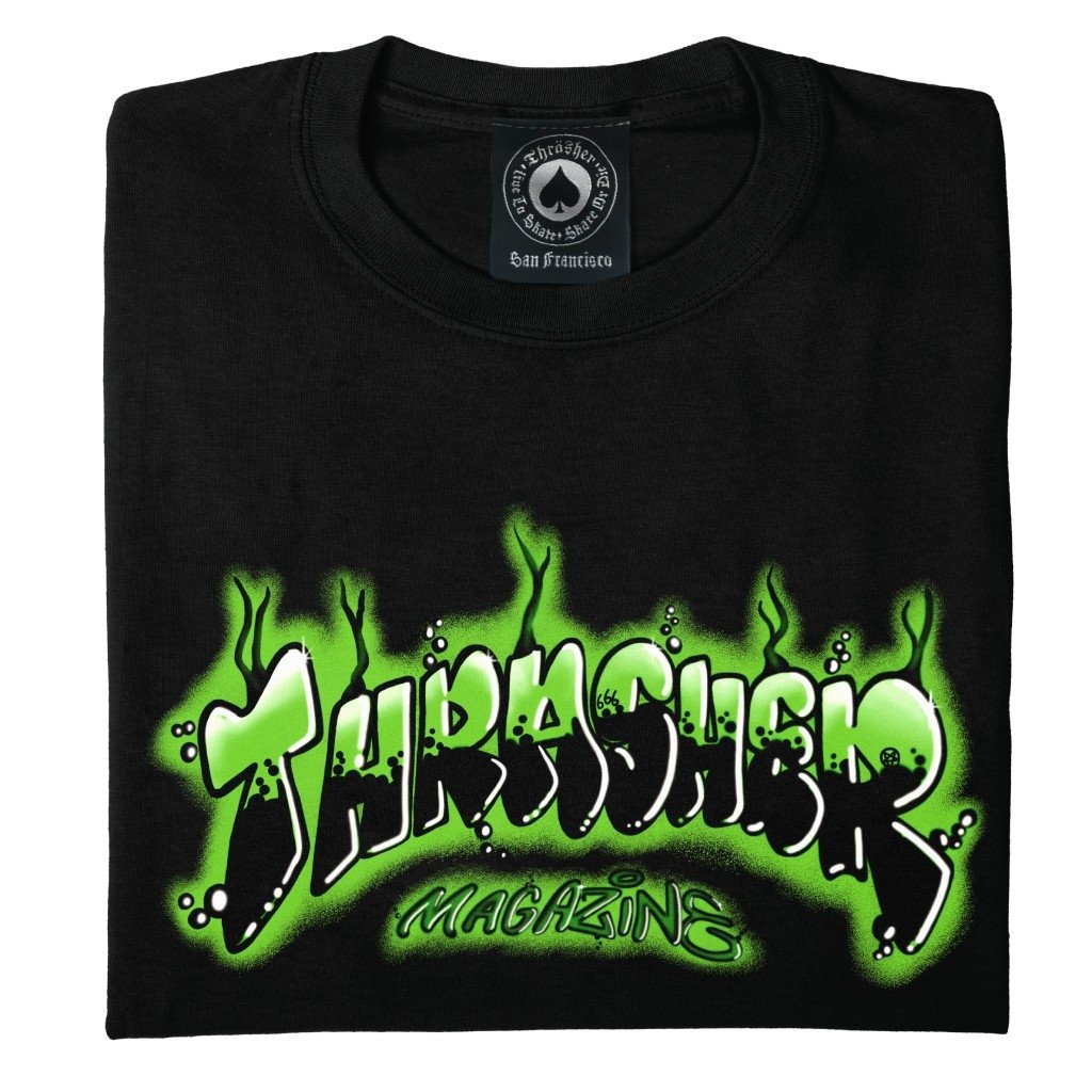 Black and shop green thrasher shirt