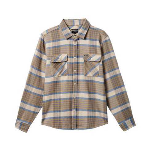 Brixton - Bowery L/S Flannel (White/Sand/Blue) *SALE