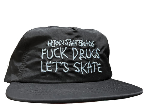 Heroin - Fuck Drugs Nylon Snapback Hat (Black)
