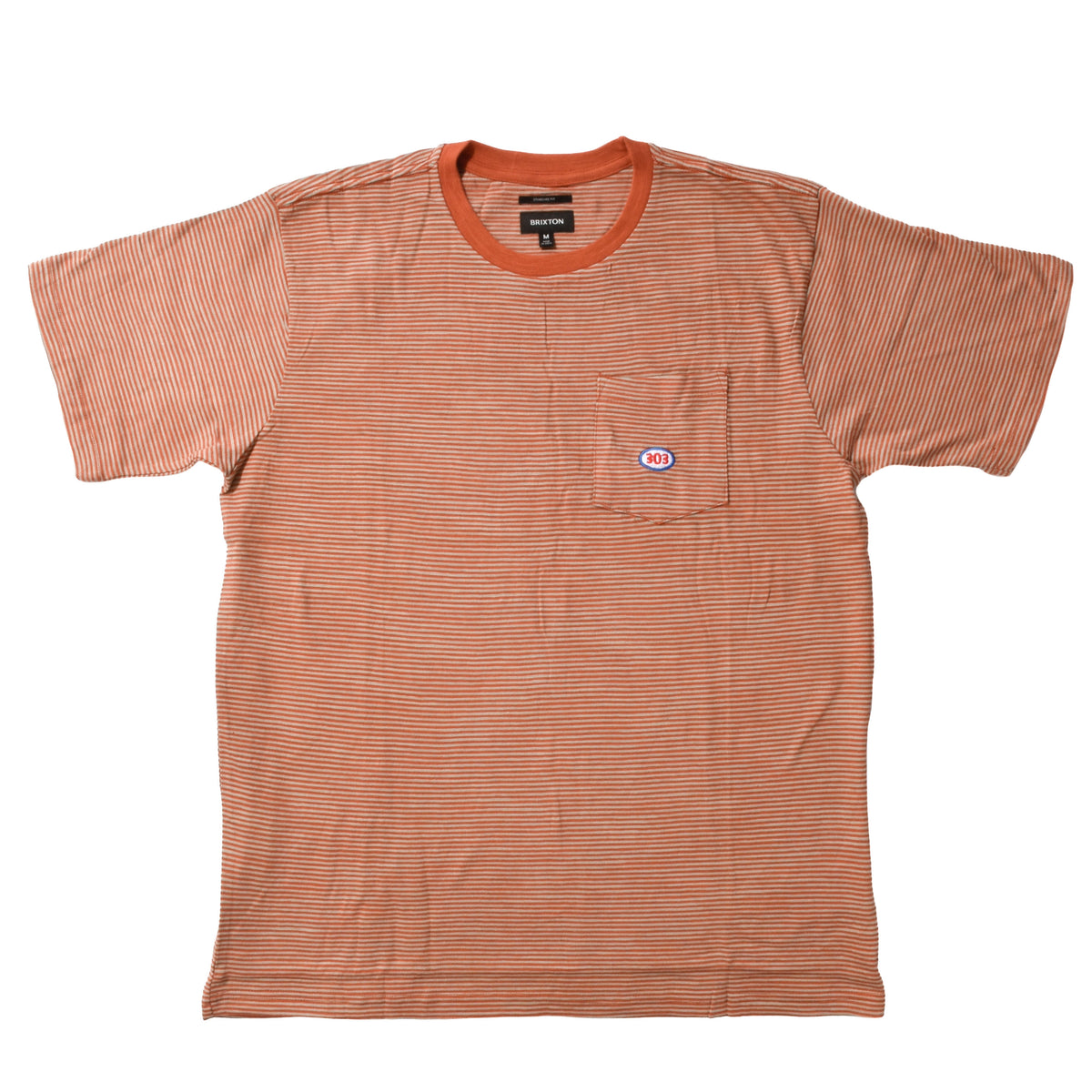 303 Boards - 303 x Brixton Oval Striped Pocket Tee (Orange Paradise/Mineral Grey)
