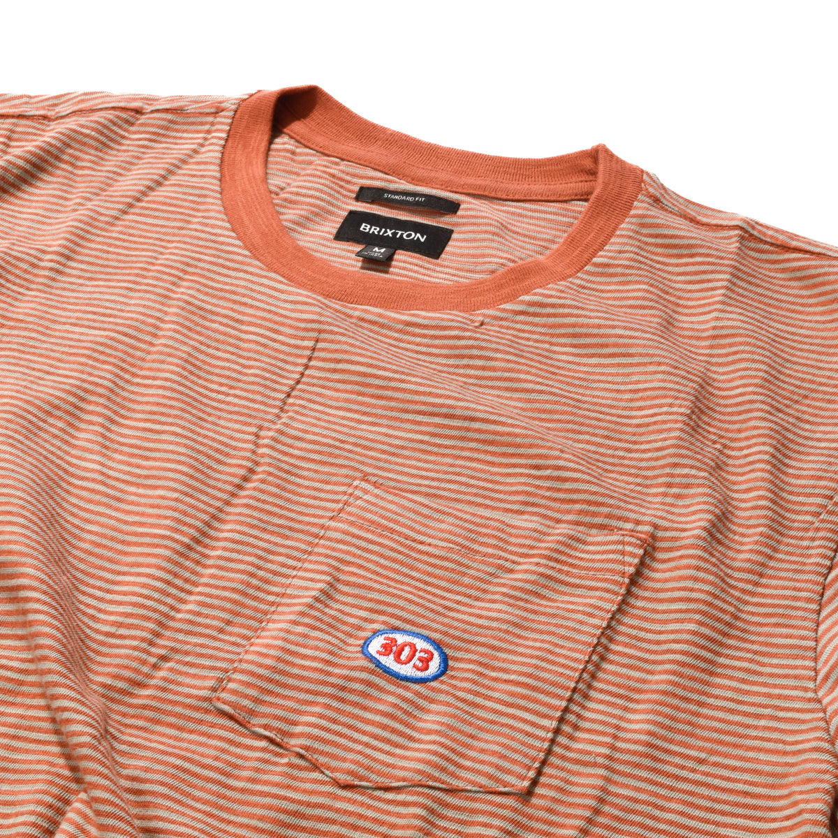 303 Boards - 303 x Brixton Oval Striped Pocket Tee (Orange Paradise/Mineral Grey)