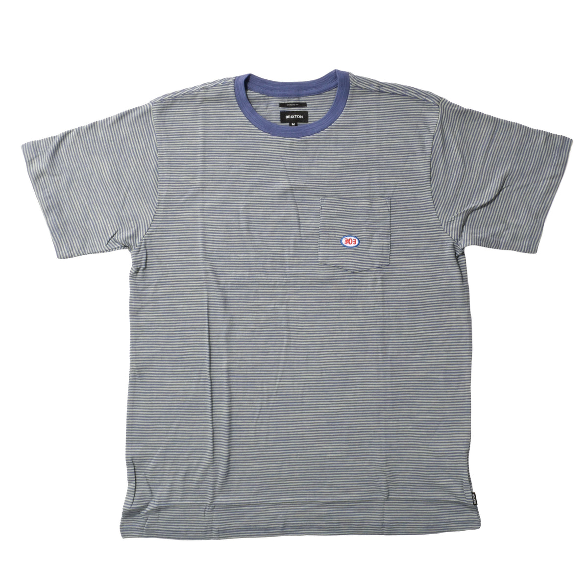 303 Boards - 303 x Brixton Oval Striped Pocket Tee (Pacific Blue/Seafoam)