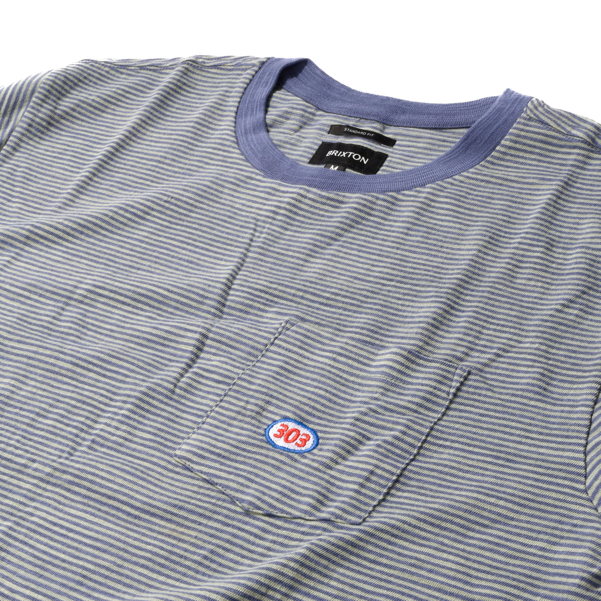 303 Boards - 303 x Brixton Oval Striped Pocket Tee (Pacific Blue/Seafoam)