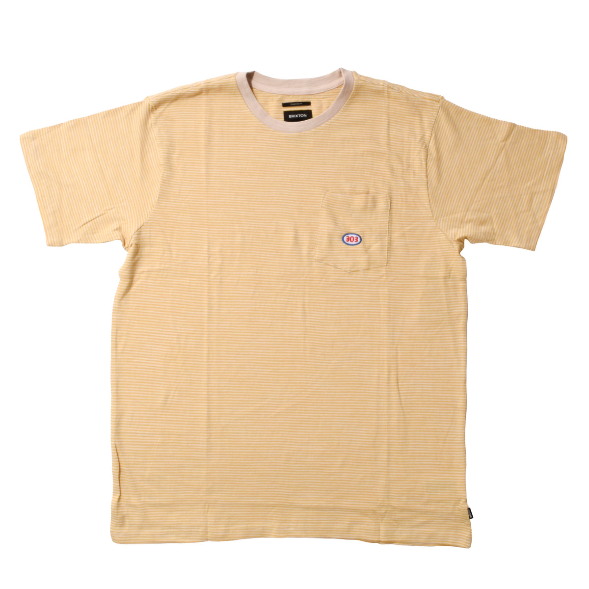 303 Boards - 303 x Brixton Oval Striped Pocket Tee (Whitecap/Straw)