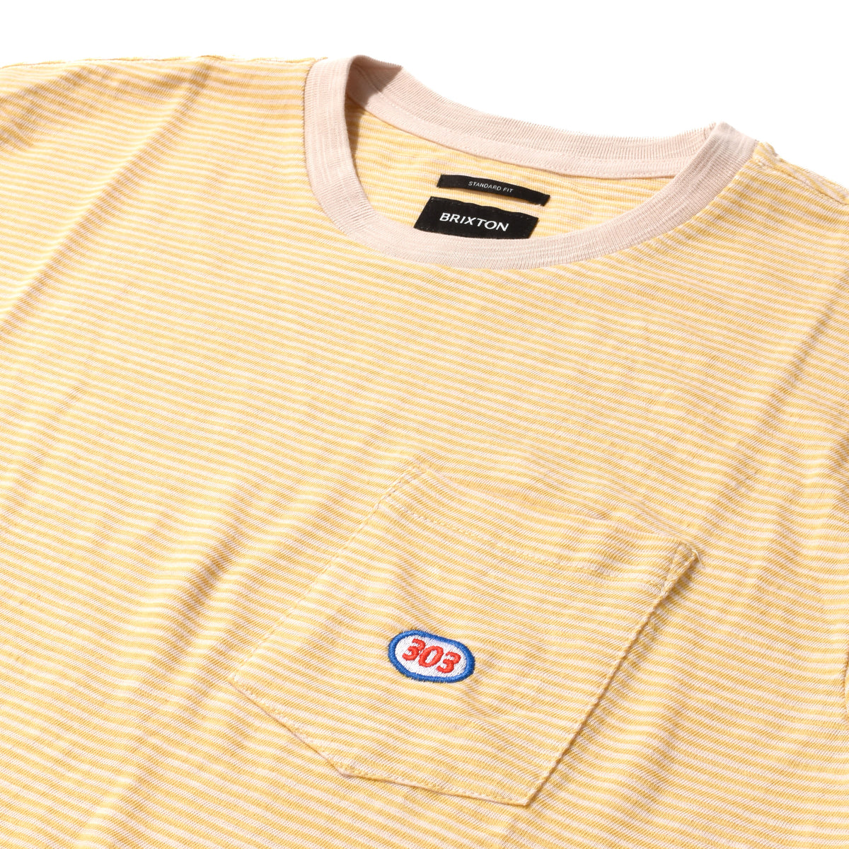 303 Boards - 303 x Brixton Oval Striped Pocket Tee (Whitecap/Straw)