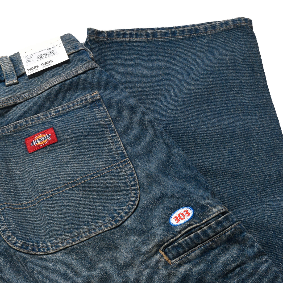 303 Boards - 303 x Dickies Mini Oval Baggy Tapered Work Jeans (Khaki Tinted Blue)
