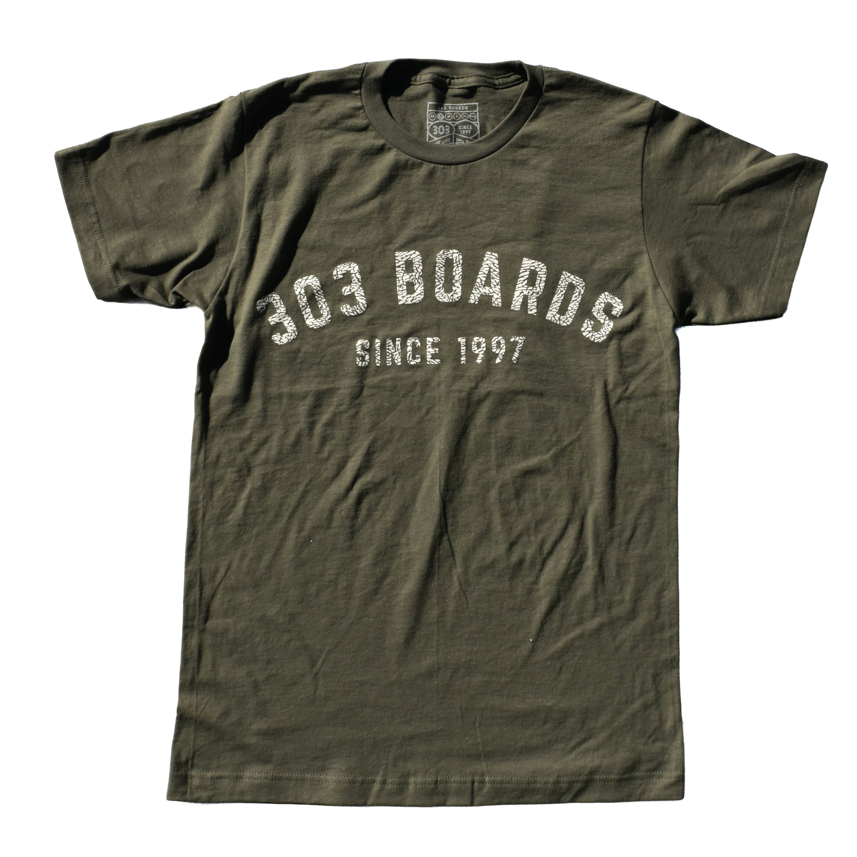 303 Boards - Cracked Collegic Tee (Military Green)