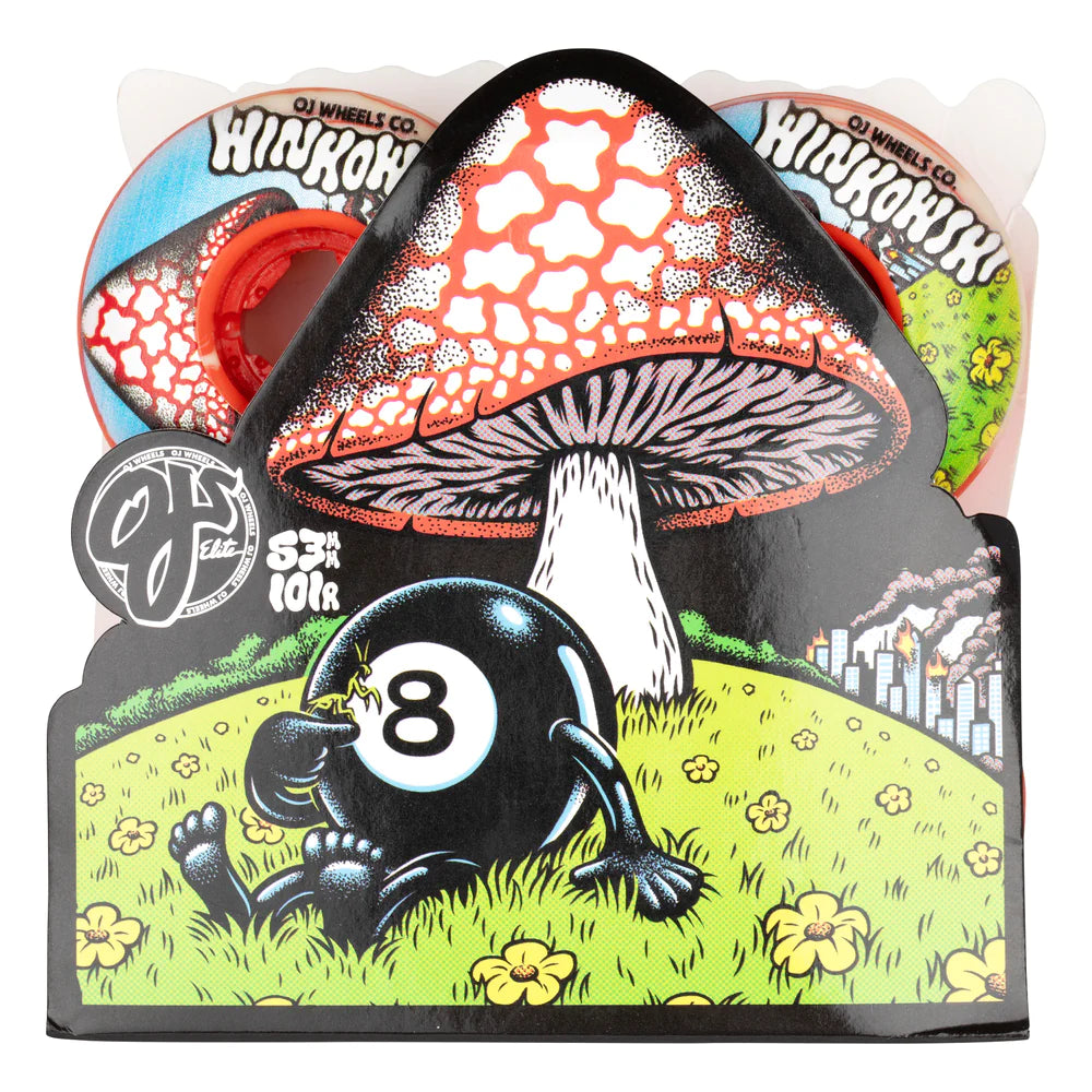 OJ - Erick Winkowski Mushroom Elite Red White Swirl EZ EDGE 101a Wheels (53mm)
