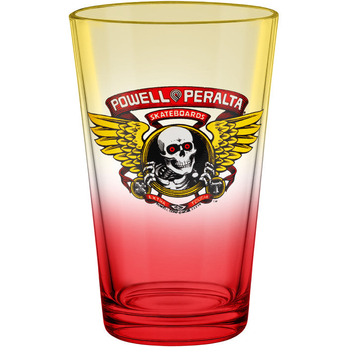 Powell - Winged Ripper Yellow/ Red Fade Pint Glass