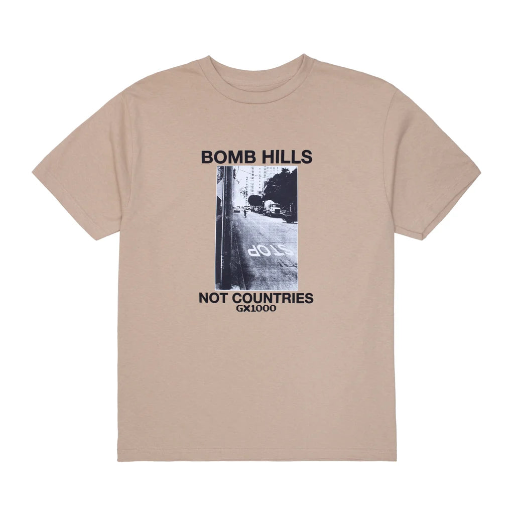 GX1000 - Bomb Hills Not Countries Tee (Sand/Black Font)