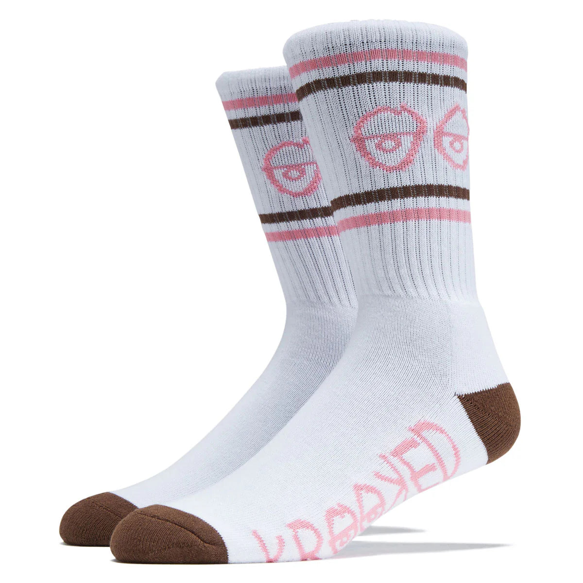 Krooked - Eyes Socks (White/Brown/Pink)