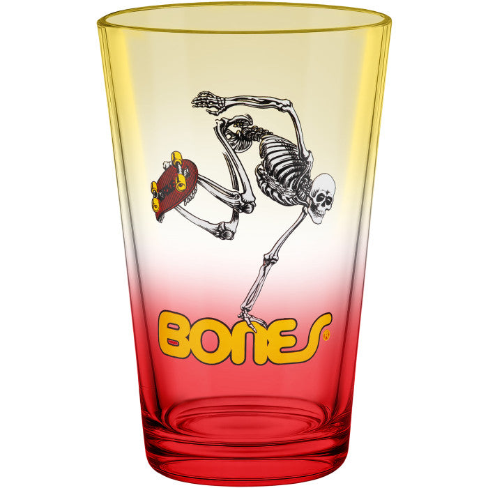 Powell - Skateboard Skeleton Yellow/ Red Fade Pint Glass