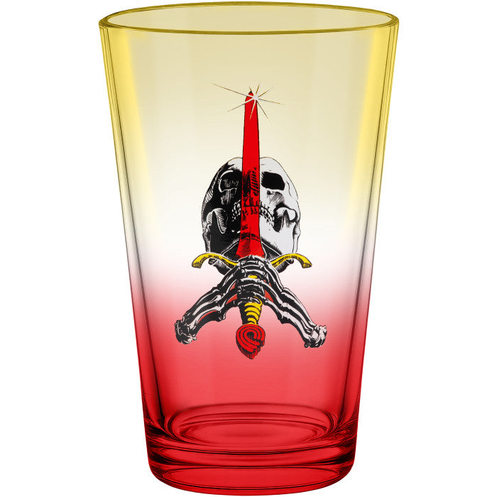 Powell - Skull & Sword Yellow/ Red Fade Pint Glass