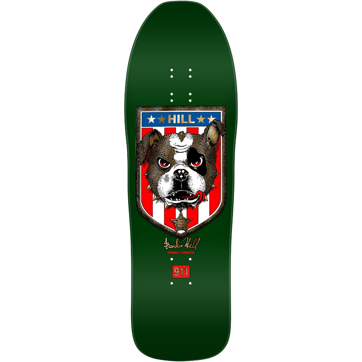 Powell - Frankie Hill Bulldog Green/Gold Foil Deck (9.95")