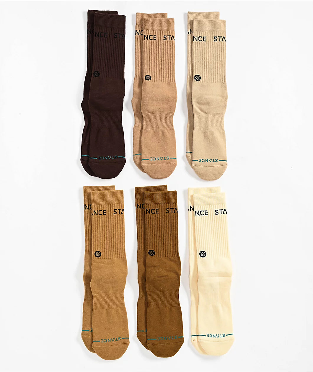 Stance - Origin 6 Pack Crew Socks (Cream)