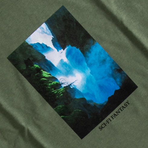 Sci-Fi Fantasy - Waterfall Long Sleeve Shirt (Army Green)