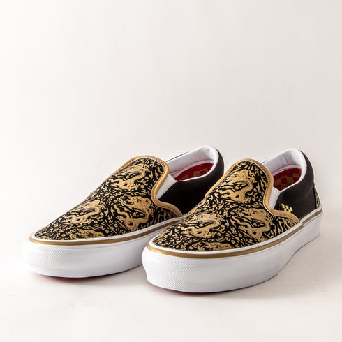 Black and gold slip on vans Clearance