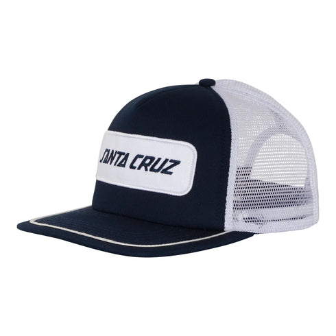 Santa Cruz - Box Strip Mesh Trucker Mid Profile Hat (Navy/White)